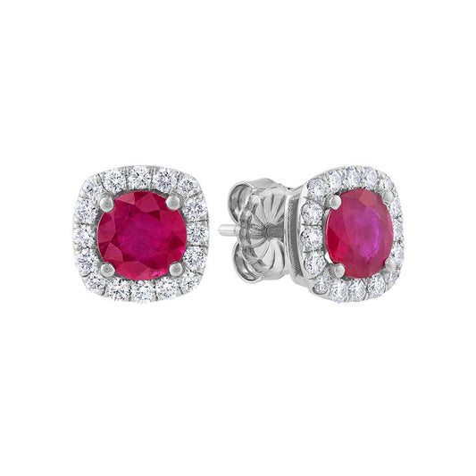 LaViano Bespoke 18K White Gold Ruby and Diamond Earrings