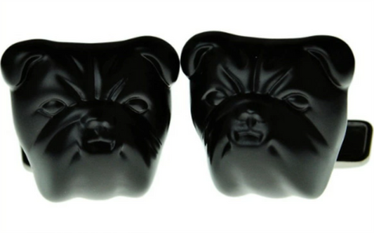 LaViano Fashion Bulldog Cufflinks Black Laquer
