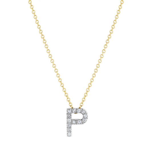 LaViano Fashion 14K Two Tone Diamond Initial P Pendant