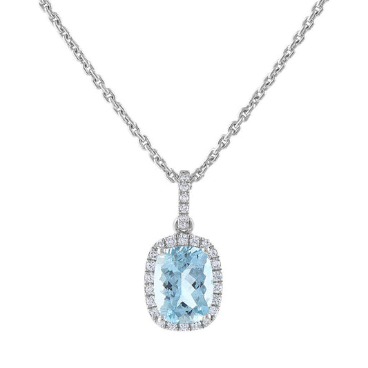 LaViano Fashion 18K White Gold Aquamarine and Diamond Pendant