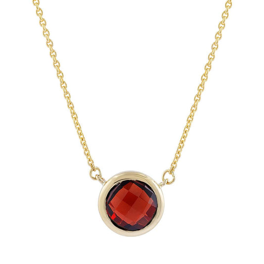 LaViano Fashion 14K Yellow Gold Round Garnet Solitaire Pendant