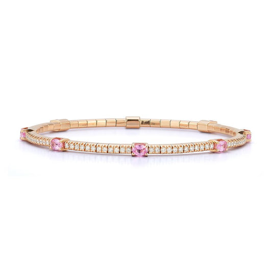 Extensible 18K Rose Gold Pink Sapphire and Diamond Stretch Tennis Bracelet