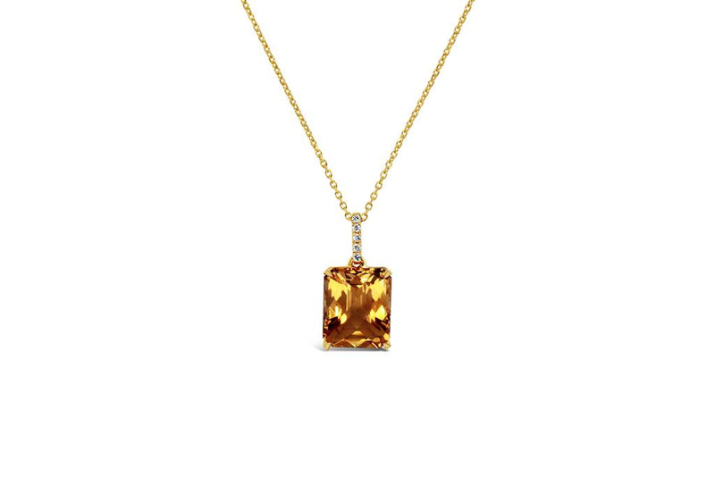 Pe Jay Creations 14K Yellow Gold Citrine and Diamond Necklace