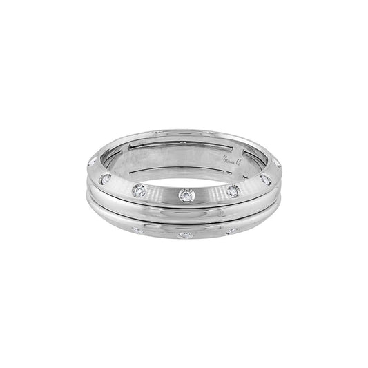 LaViano Fashion 14K White Gold Diamond Wedding Band