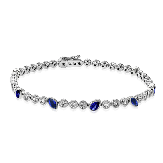 Simon G 14K White Gold Sapphire and Diamond Bracelet