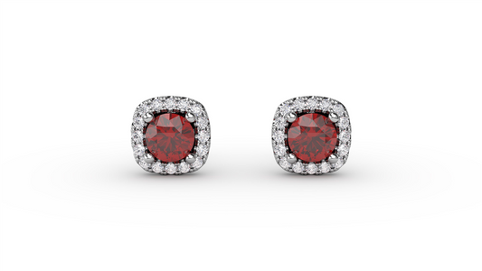 LaViano Fashion 14K White Gold Ruby and Diamond Earrings