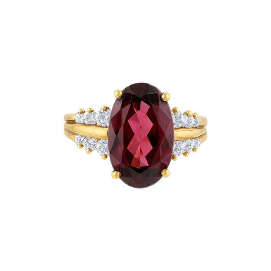 LaViano Fashion 18K Yellow Gold Rhodalite Garnet and DIamond Ring