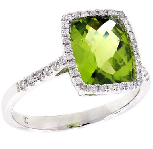 Pe Jay Creations 14K White Gold Peridot and Diamond Ring