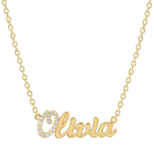 LaViano Fashion 14K Yellow Gold Name Plate Necklace