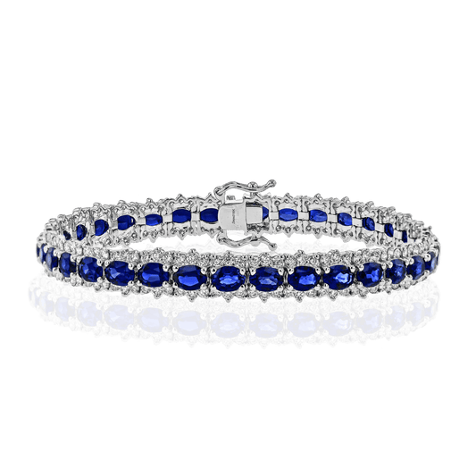 Simon G 18K White Gold Sapphire and Diamond Bracelet