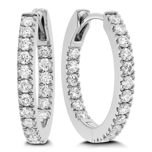 LaViano Fashion 18K White Gold Diamond Hoop Earrings