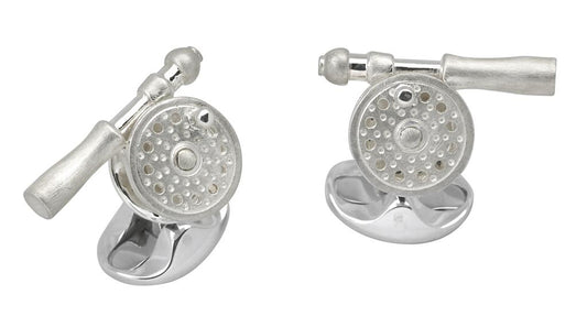 Deakin & Francis Sterling Silver Fishing Reel Cufflinks