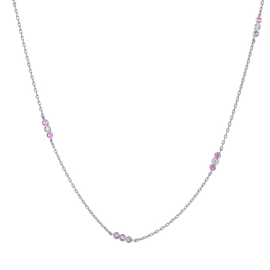 LaVianio Fashion 18K White Gold Pink Sapphire and Diamond Necklace