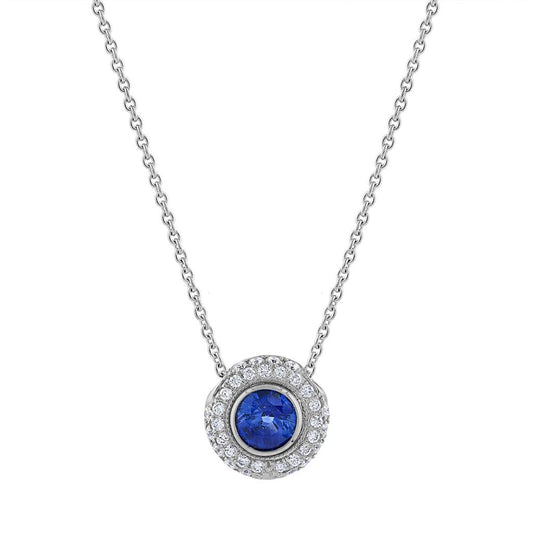 LaViano Fashion 14K White Gold Sapphire and Diamond Pendant
