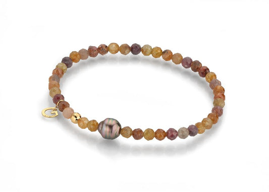 LaViano Fashion 18K Yellow Gold Tahitian and Sapphire Beaded Bracelet