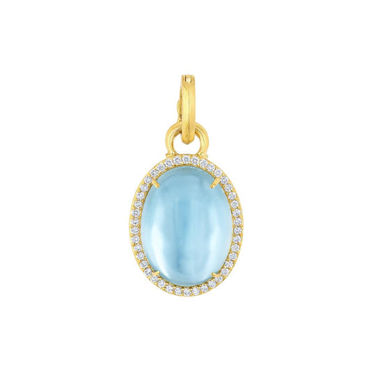 Mazza 14K Yellow Gold Blue Topaz Mother of Pearl and Diamond Charm