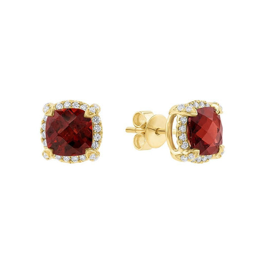LaViano Fahsion 14K Yellow Gold Garnet and Diamond Earrings
