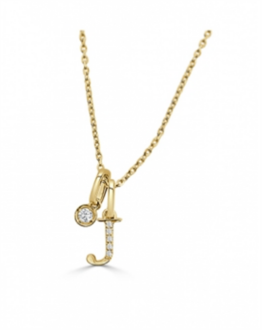 Frederic Sage 14K Yellow Gold Diamond Initial J Pendant