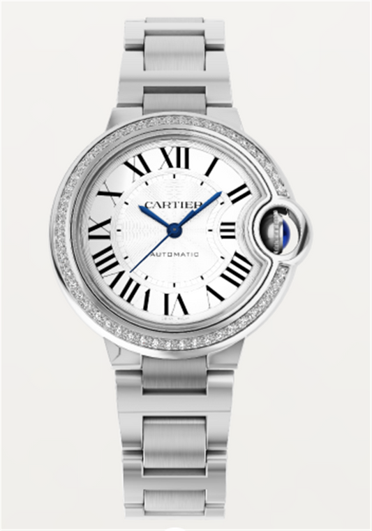Cartier New Unworn Ballon Bleu 33mm Diamond Bezel
