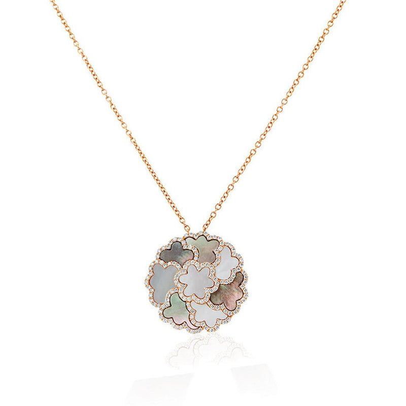 LaViano Fashion 18K Rose Gold Mother of Pearl and Diamond Necklace