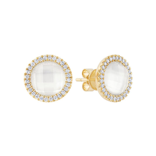 LaViano Fashion 18K Yellow Gold Mother of Pearl and Diamond Earrings