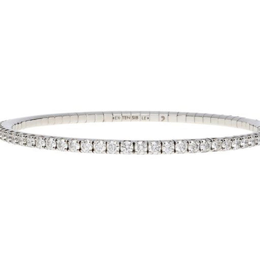 Extensible 18K White Gold Round Diamond Stretch Tennis Bracelet