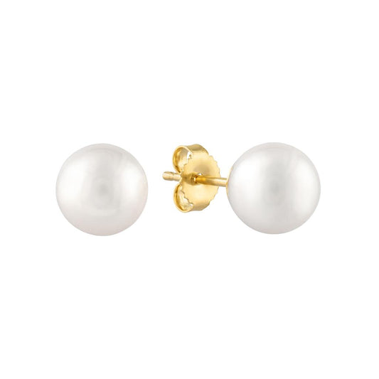 LaViano Fashion 14K Yellow Gold Pearl Earrings 7.5 MM