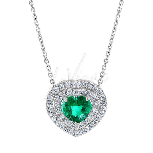 LaViano Bespoke Platinum Emerald and Diamond Necklace