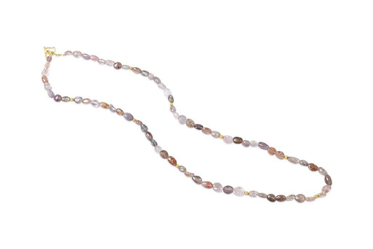 18K Yellow Gold Tumbled Spinel Nugget Beaded Necklace