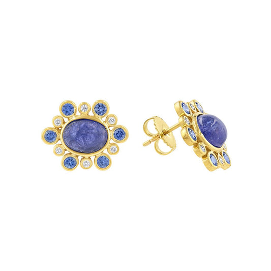 Mazza 14K Yellow Gold Tanzanite and Sapphire and Diamond Earrings