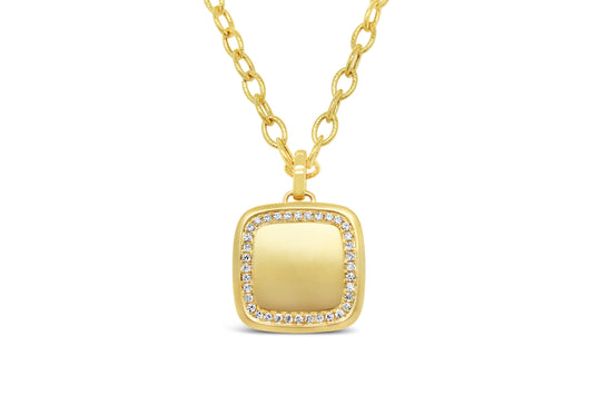 KC Designs 14K Yellow Gold Diamond Cushion Shape Remembrance Locket Necklace