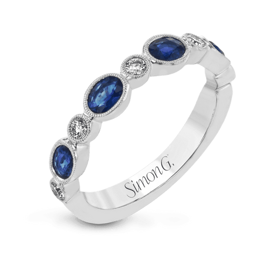Simon G 14K White Gold Sapphire and Diamond Ring