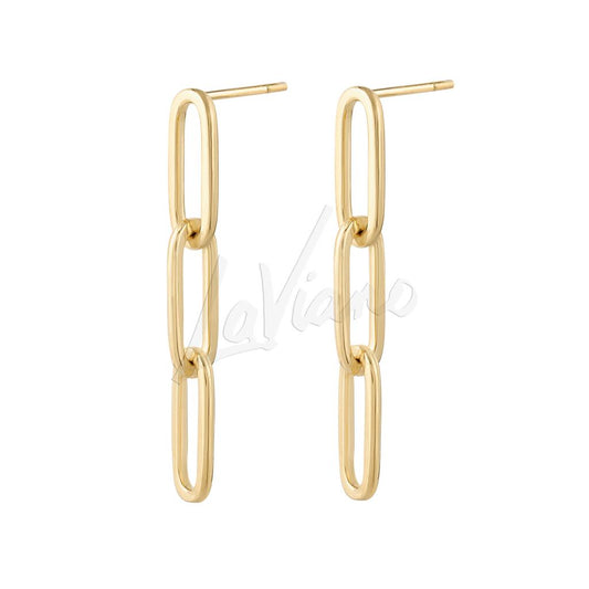 LaViano Fashion 14K Yellow Gold Paperclip Earrings