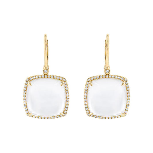 LaViano Fashion 14K Yellow Gold Mother of Pearl and Diamond Earrings
