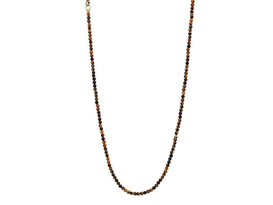John Varvatos Brass and Tiger Eye Beaded Necklace