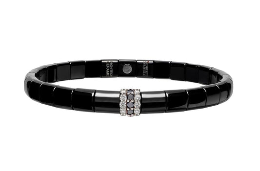 Roberto Demeglio Black Ceramic Bracelet with Black & White Diamonds