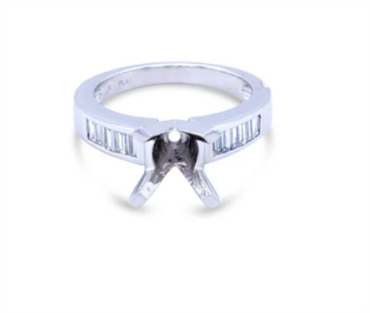 Pe Jay Creations .65 Carats Platinum and Diamond Semi Mounting Ring