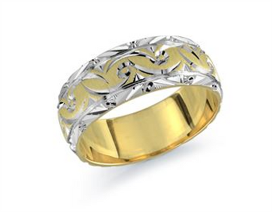 LaViano Fashion 14K Two Tone Wedding Band 8MM Size 10