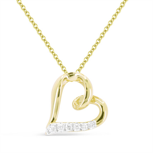 LaViano Fashion 14K Yellow Gold Diamond Heart Pendan