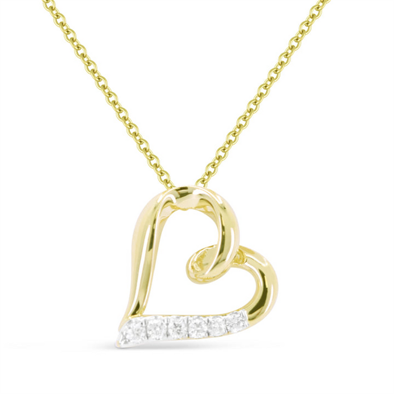 LaViano Fashion 14K Yellow Gold Diamond Heart Pendant