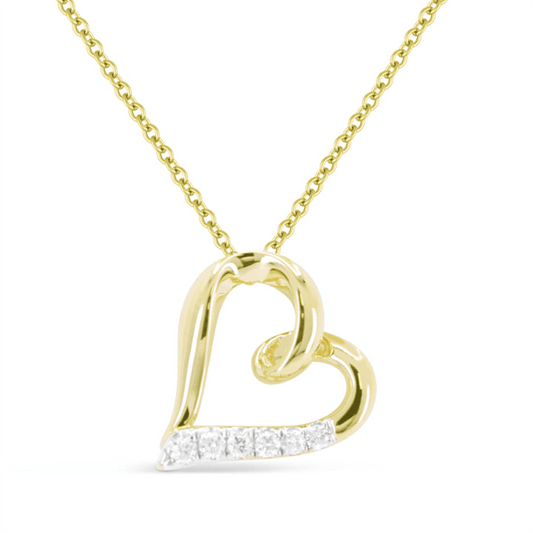 LaViano Fashion 14K Yellow Gold Diamond Heart Pendan