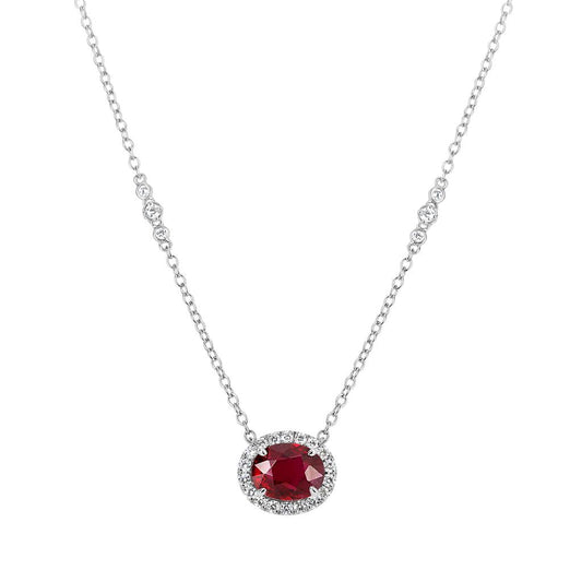 LaViano Bespoke 18K White Gold Ruby and Diamond Necklace