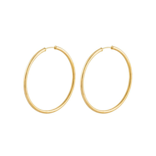 LaViano Fashion 14K Yellow Gold Hoop Earrings 2.5 X 40MM
