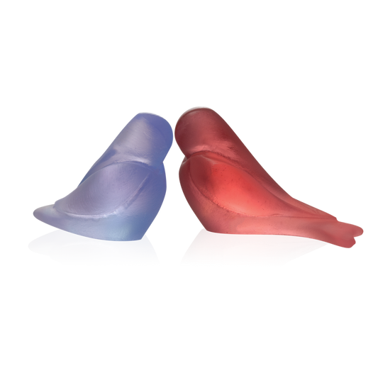 Daum Crystal Love Birds in Lilac & Raspberry