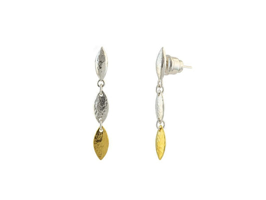 Gurhan Sterling Silver and 24K Layered Yellow Gold Willow Flake Earrings