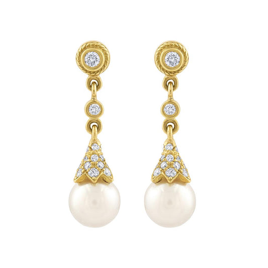 Penny Preville 18K Yellow Gold Pearl and Diamond Earrings