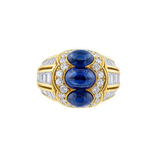 LaViano Fashion 18K Yellow Gold Sapphire and Diamond Ring