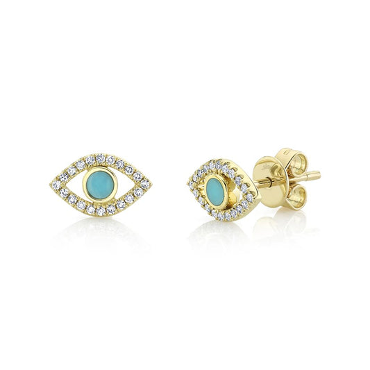 LaViano Fashion 14K Yellow Gold Turquoise and Diamond Earrings