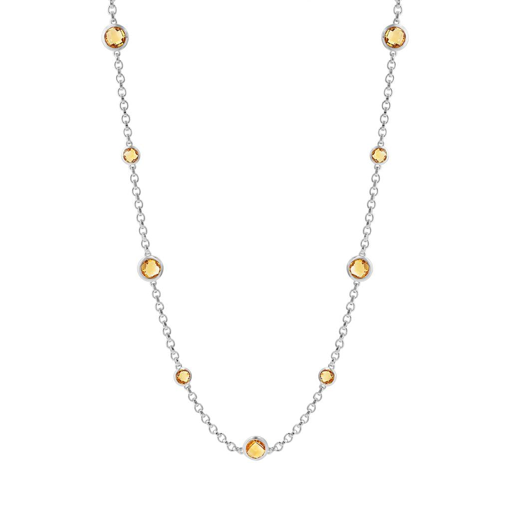 LaViano Fashion Sterling Silver and Citrine Station Necklace