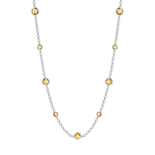 LaViano Fashion Sterling Silver and Citrine Station Necklace